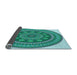 Thickness of Patterned Turquoise Green Rug, pat1881lblu