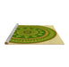 Sideview of Machine Washable Transitional Green Rug, wshpat1881yw