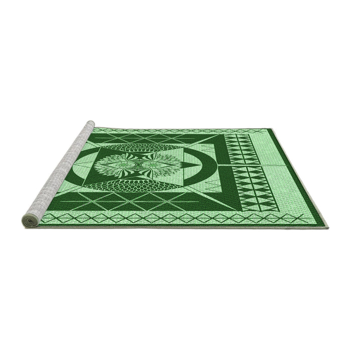 Sideview of Machine Washable Transitional Deep Emerald Green Rug, wshpat1882grn