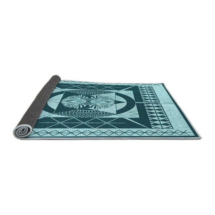 Thickness of Patterned Medium Teal Green Rug, pat1882lblu