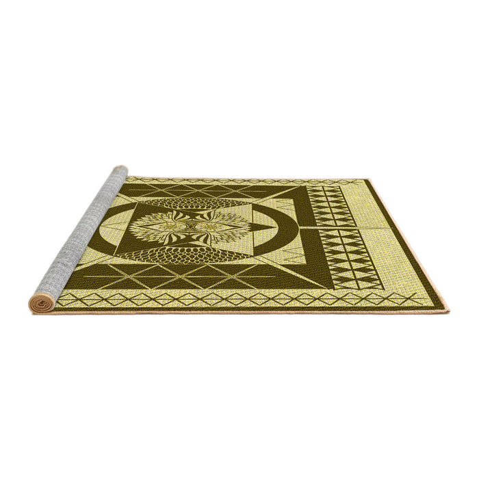 Sideview of Machine Washable Transitional Chrome Gold Yellow Rug, wshpat1882yw