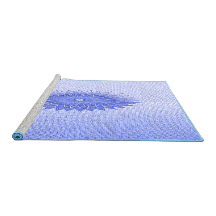 Sideview of Machine Washable Transitional Sky Blue Rug, wshpat1883blu