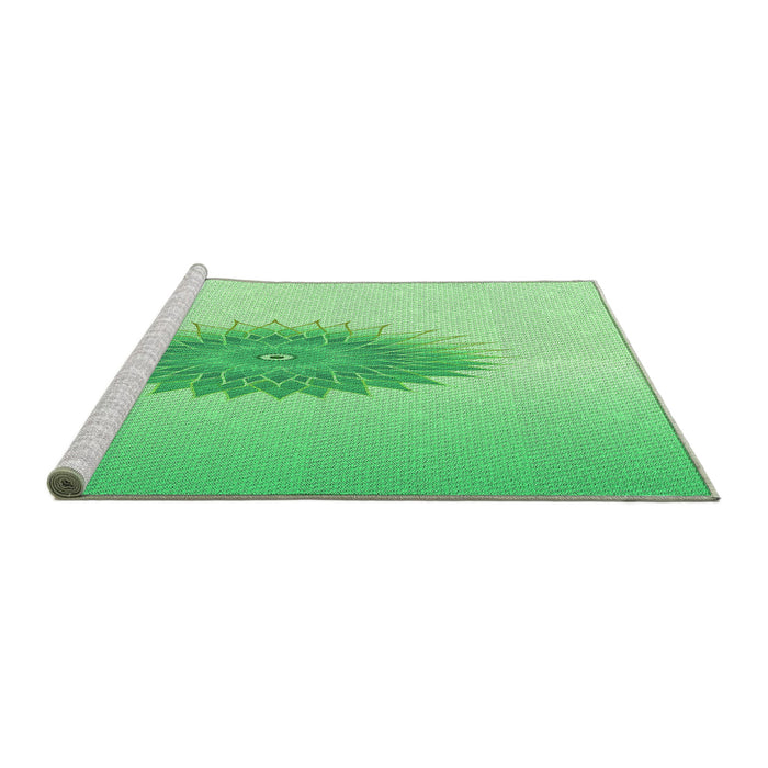 Sideview of Machine Washable Transitional Jade Green Rug, wshpat1883grn