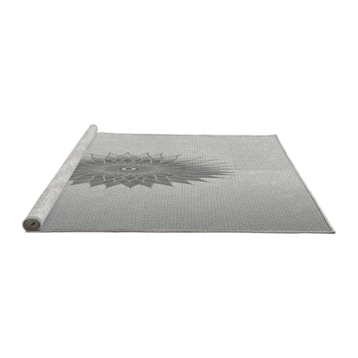 Sideview of Machine Washable Transitional Gunmetal Gray Rug, wshpat1883gry
