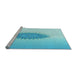 Sideview of Machine Washable Transitional Blue Turquoise Green Rug, wshpat1883lblu