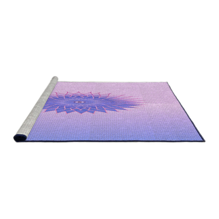 Sideview of Machine Washable Transitional Blossom Pink Rug, wshpat1883pur