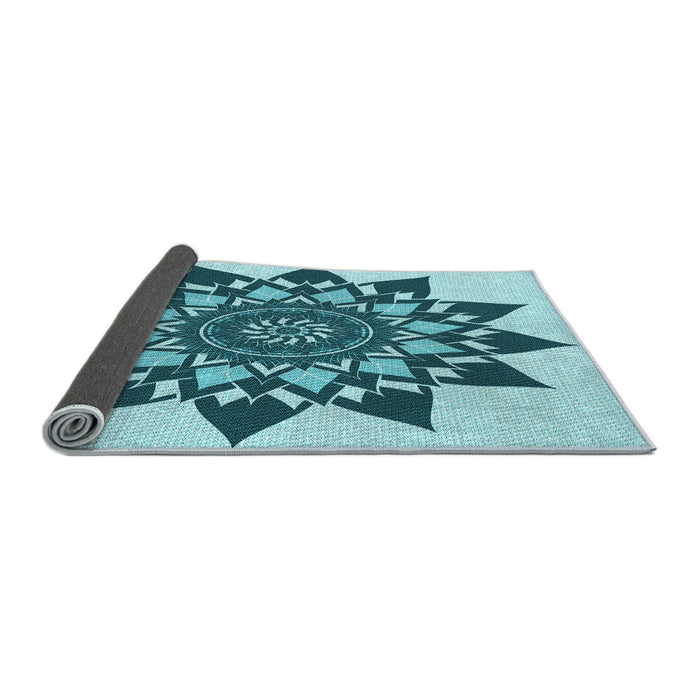 Thickness of Patterned Dark Cyan Green Rug, pat1884lblu