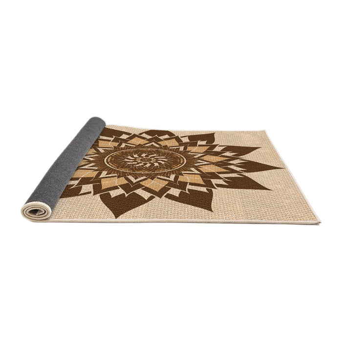 Thickness of Patterned Mahogany Brown Rug, pat1884org