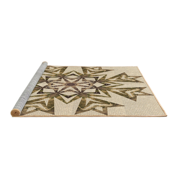 Sideview of Machine Washable Transitional Vanilla Gold Rug, wshpat1885brn