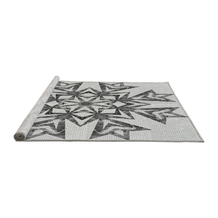 Sideview of Machine Washable Transitional Platinum Gray Rug, wshpat1885gry