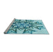 Sideview of Machine Washable Transitional Blue Rug, wshpat1885lblu