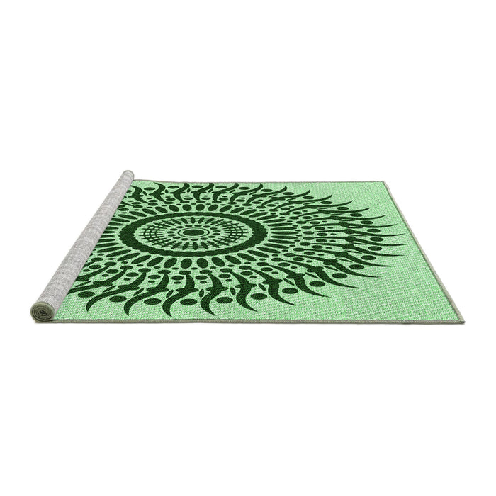 Sideview of Machine Washable Transitional Mint Green Rug, wshpat1886grn