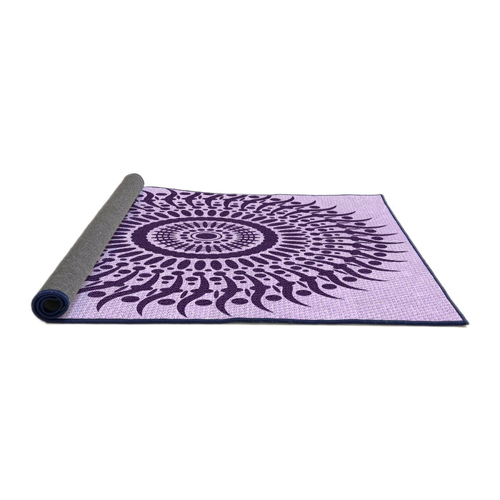 Thickness of Patterned Bright Grape Purple Rug, pat1886pur