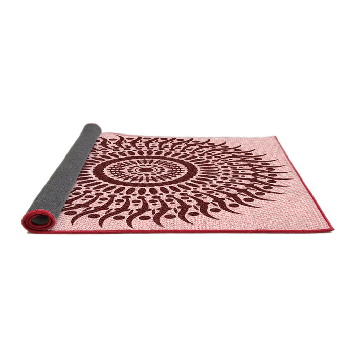 Thickness of Patterned Light Red Pink Rug, pat1886rd
