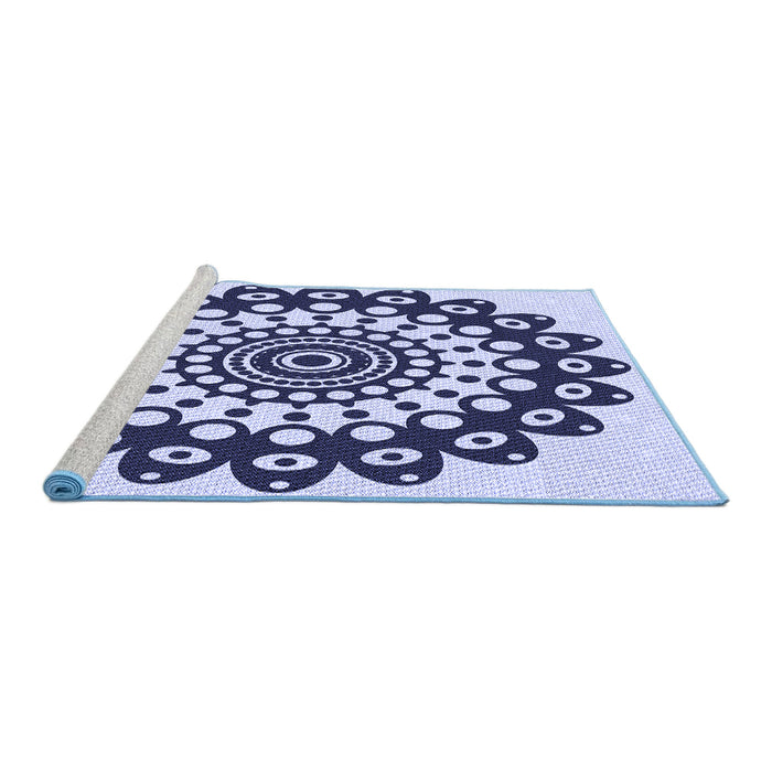 Sideview of Machine Washable Transitional Blue Rug, wshpat1887blu
