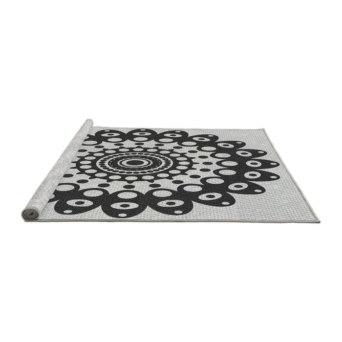 Sideview of Machine Washable Transitional Black Rug, wshpat1887gry