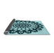 Thickness of Patterned Medium Teal Green Rug, pat1887lblu