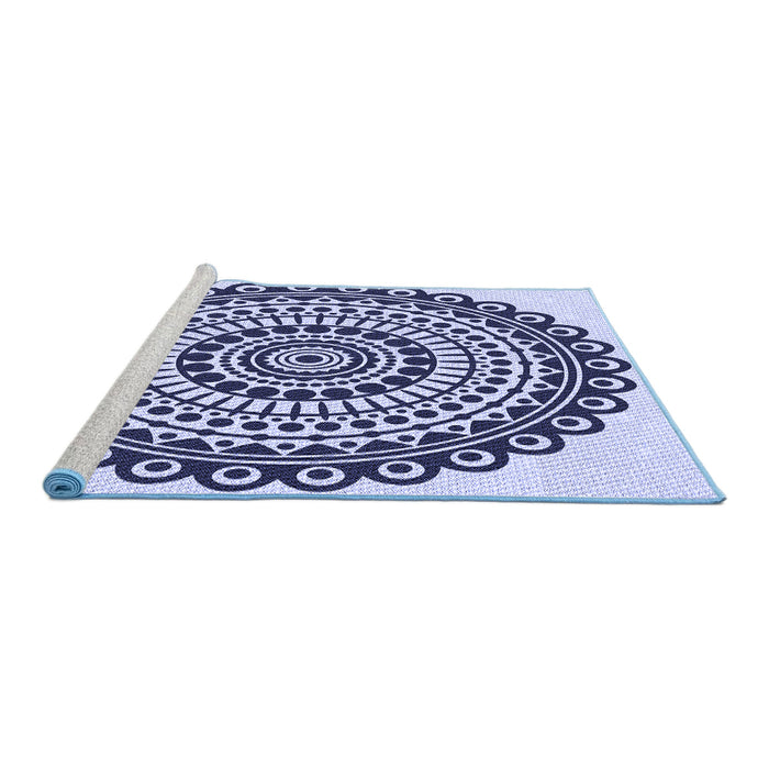 Sideview of Machine Washable Transitional Blue Rug, wshpat1888blu