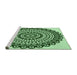 Sideview of Machine Washable Transitional Deep Emerald Green Rug, wshpat1888grn