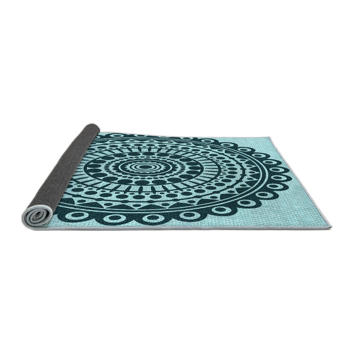 Thickness of Patterned Medium Teal Green Rug, pat1888lblu