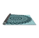 Thickness of Patterned Medium Teal Green Rug, pat1888lblu