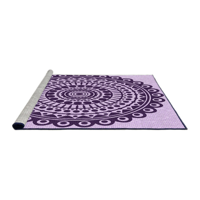 Sideview of Machine Washable Transitional Blossom Pink Rug, wshpat1888pur