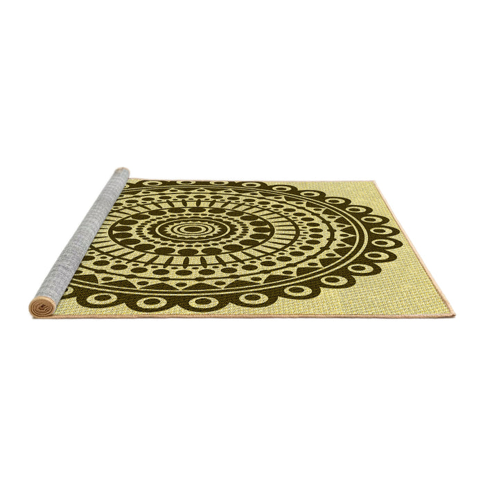 Sideview of Machine Washable Transitional Mustard Yellow Rug, wshpat1888yw