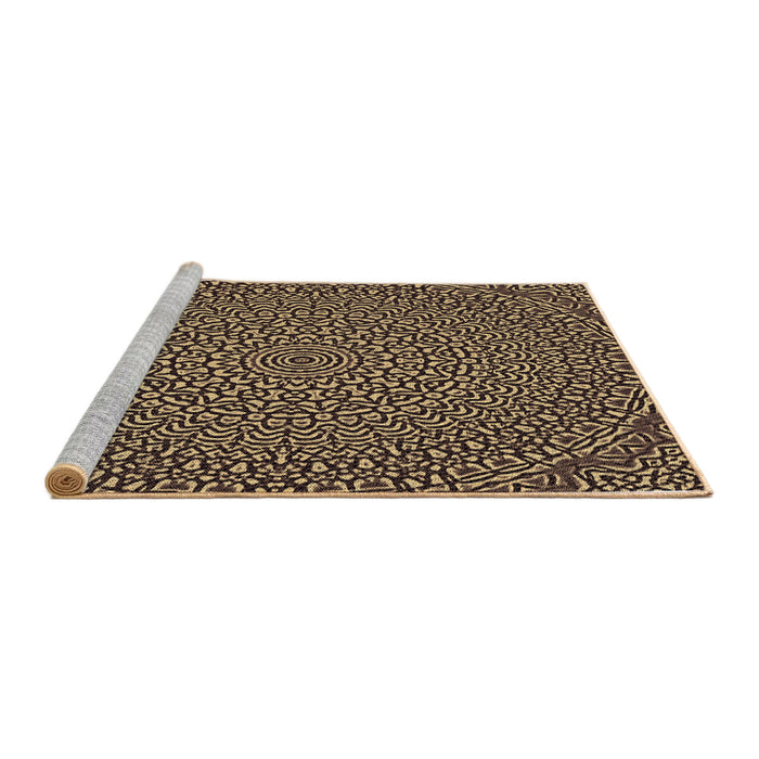Sideview of Machine Washable Transitional Metallic Gold Rug, wshpat1889brn