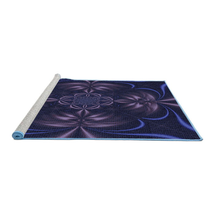 Sideview of Machine Washable Transitional Deep Periwinkle Purple Rug, wshpat189blu