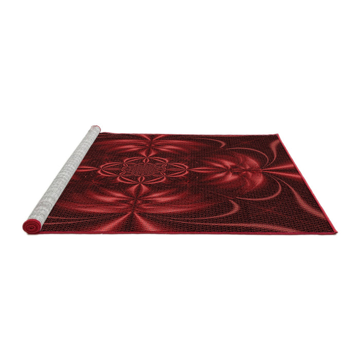 Sideview of Machine Washable Transitional Saffron Red Rug, wshpat189rd