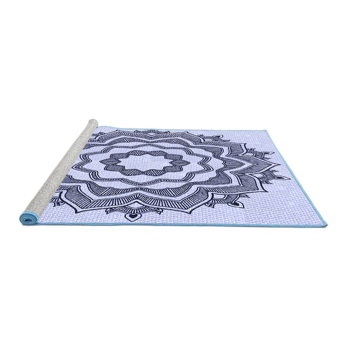 Sideview of Machine Washable Transitional Lavender Blue Rug, wshpat1890blu