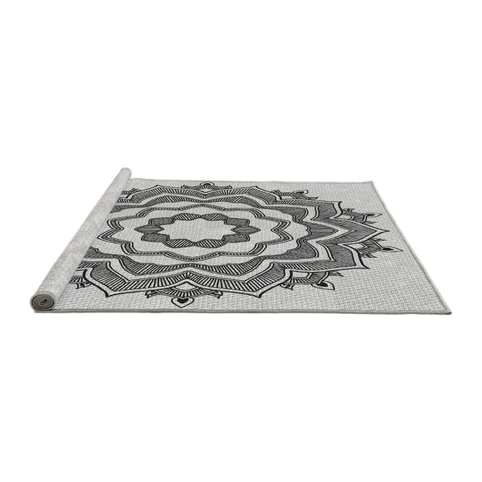 Sideview of Machine Washable Transitional Smokey Gray Rug, wshpat1890gry