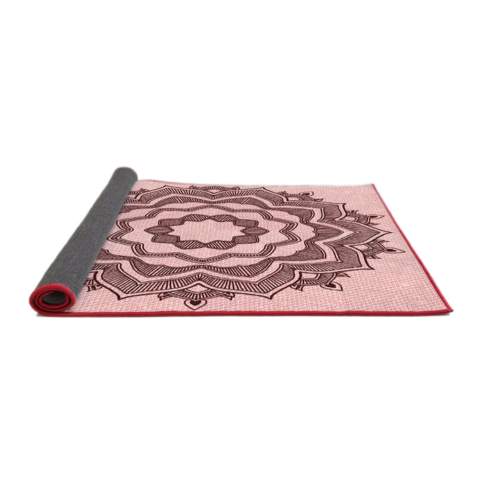 Thickness of Patterned Light Rose Pink Rug, pat1890rd