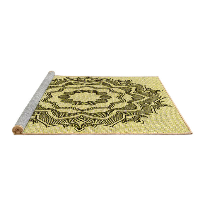 Sideview of Machine Washable Transitional Mustard Yellow Rug, wshpat1890yw
