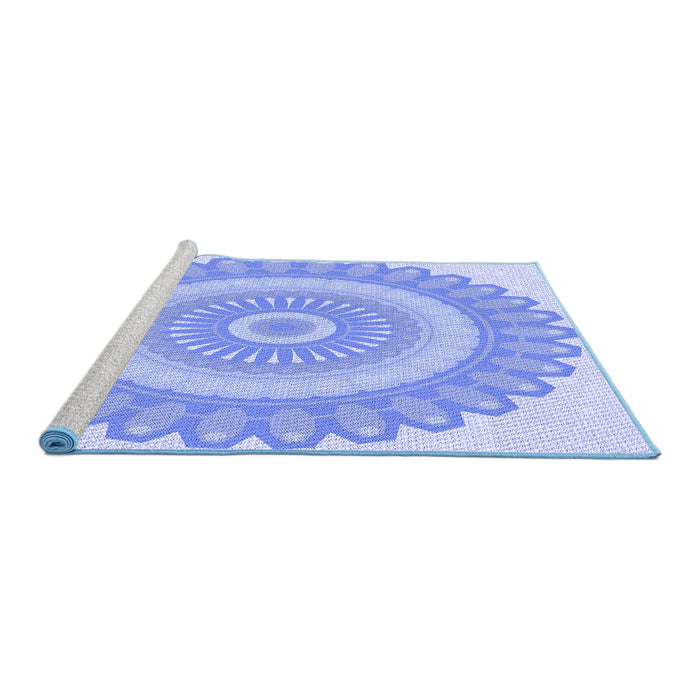 Sideview of Machine Washable Transitional Sky Blue Rug, wshpat1891blu