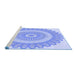 Sideview of Machine Washable Transitional Sky Blue Rug, wshpat1891blu