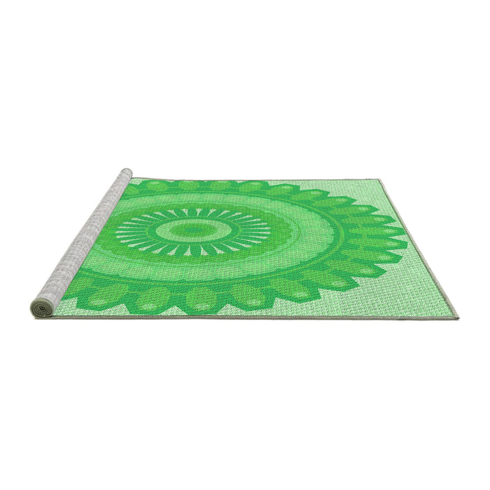 Sideview of Machine Washable Transitional Neon Green Rug, wshpat1891grn