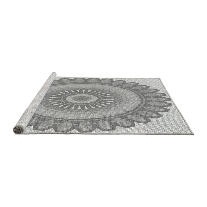 Sideview of Machine Washable Transitional Platinum Silver Gray Rug, wshpat1891gry