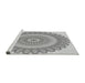 Sideview of Machine Washable Transitional Platinum Silver Gray Rug, wshpat1891gry