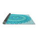 Thickness of Patterned Bright Turquoise Blue Rug, pat1891lblu