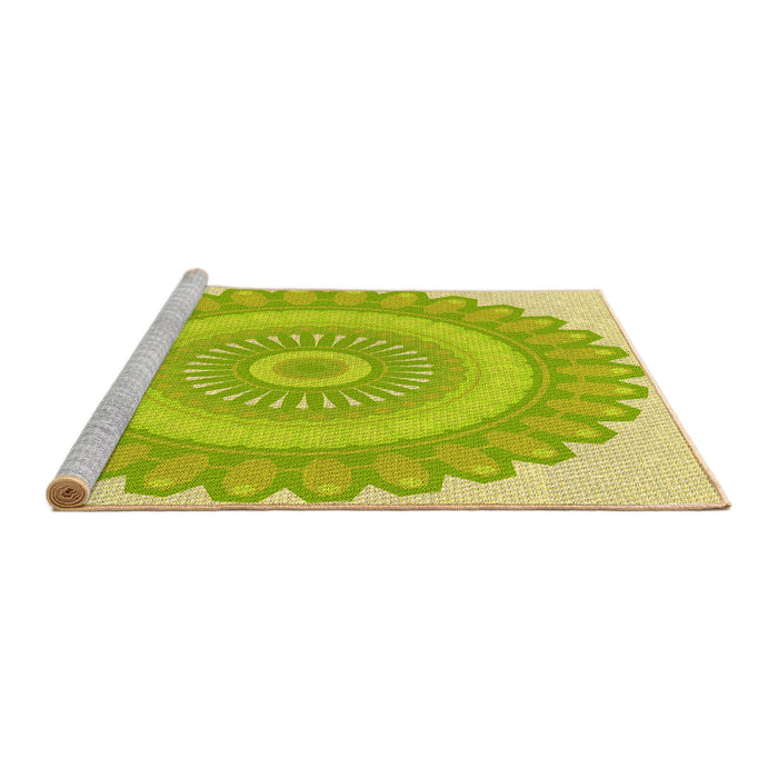 Sideview of Machine Washable Transitional Pistachio Green Rug, wshpat1891yw