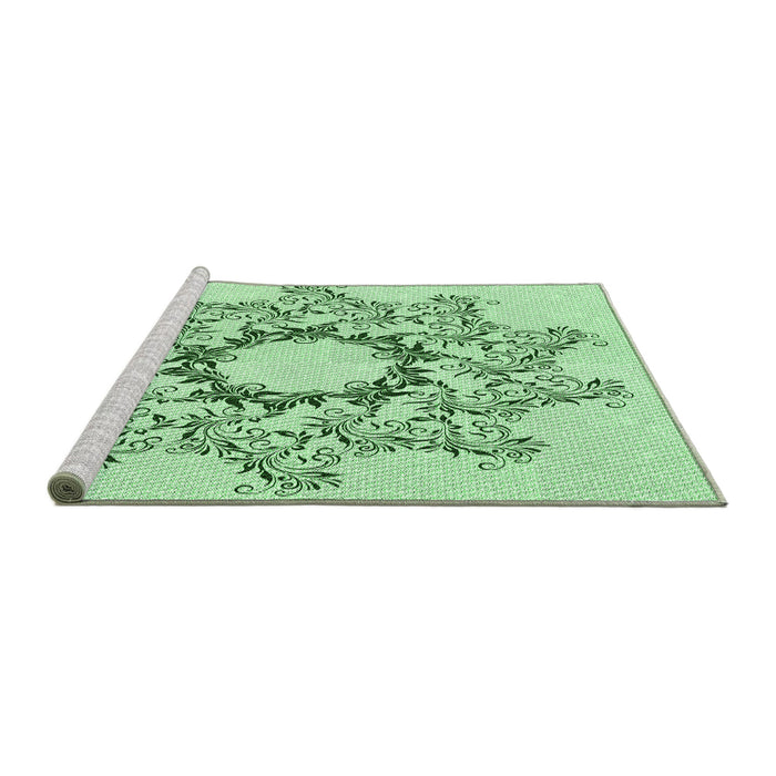 Sideview of Machine Washable Transitional Mint Green Rug, wshpat1892grn