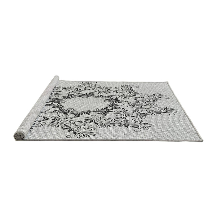 Sideview of Machine Washable Transitional Platinum Gray Rug, wshpat1892gry