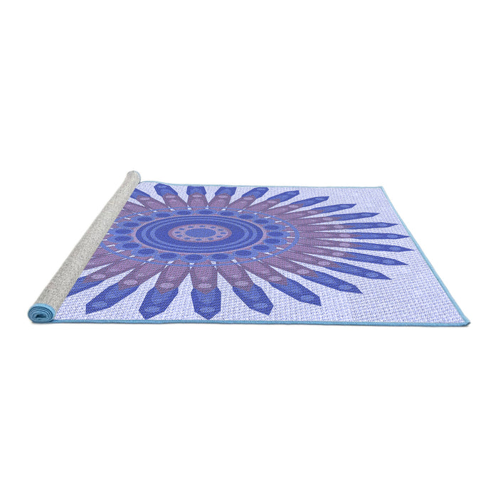 Sideview of Machine Washable Transitional Periwinkle Purple Rug, wshpat1893blu