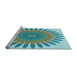 Sideview of Machine Washable Transitional Deep-Sea Green Rug, wshpat1893lblu