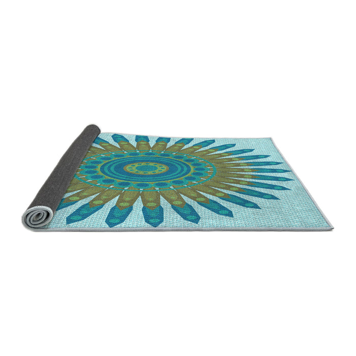 Thickness of Patterned Deep-Sea Green Rug, pat1893lblu