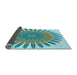 Thickness of Patterned Deep-Sea Green Rug, pat1893lblu