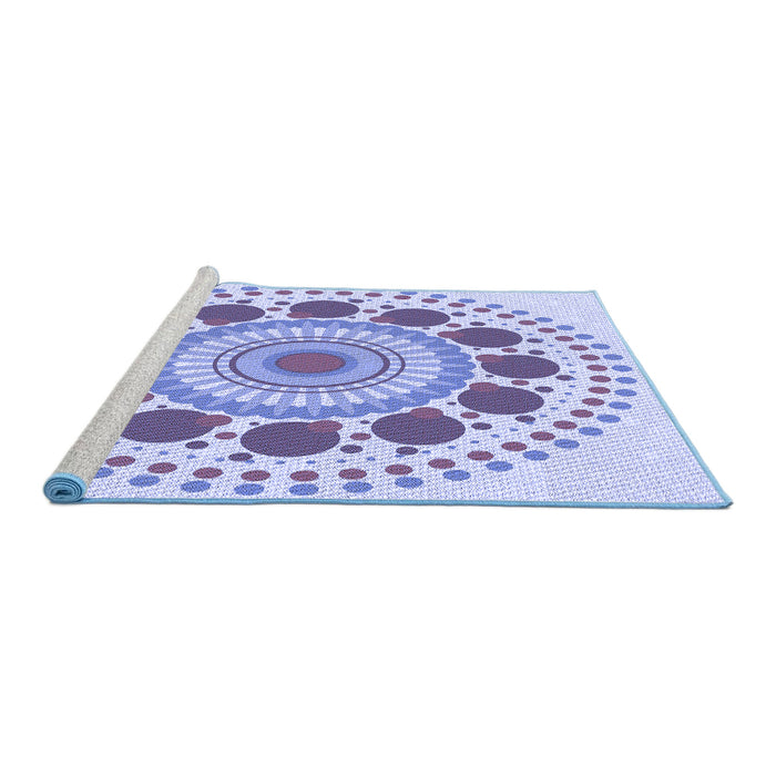 Sideview of Machine Washable Transitional Blue Rug, wshpat1894blu