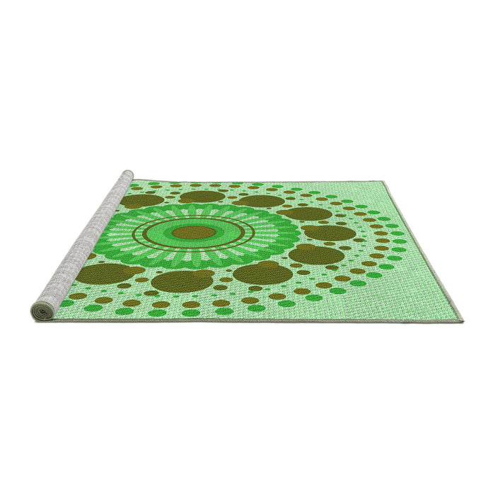 Sideview of Machine Washable Transitional Green Rug, wshpat1894grn
