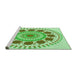 Sideview of Machine Washable Transitional Green Rug, wshpat1894grn